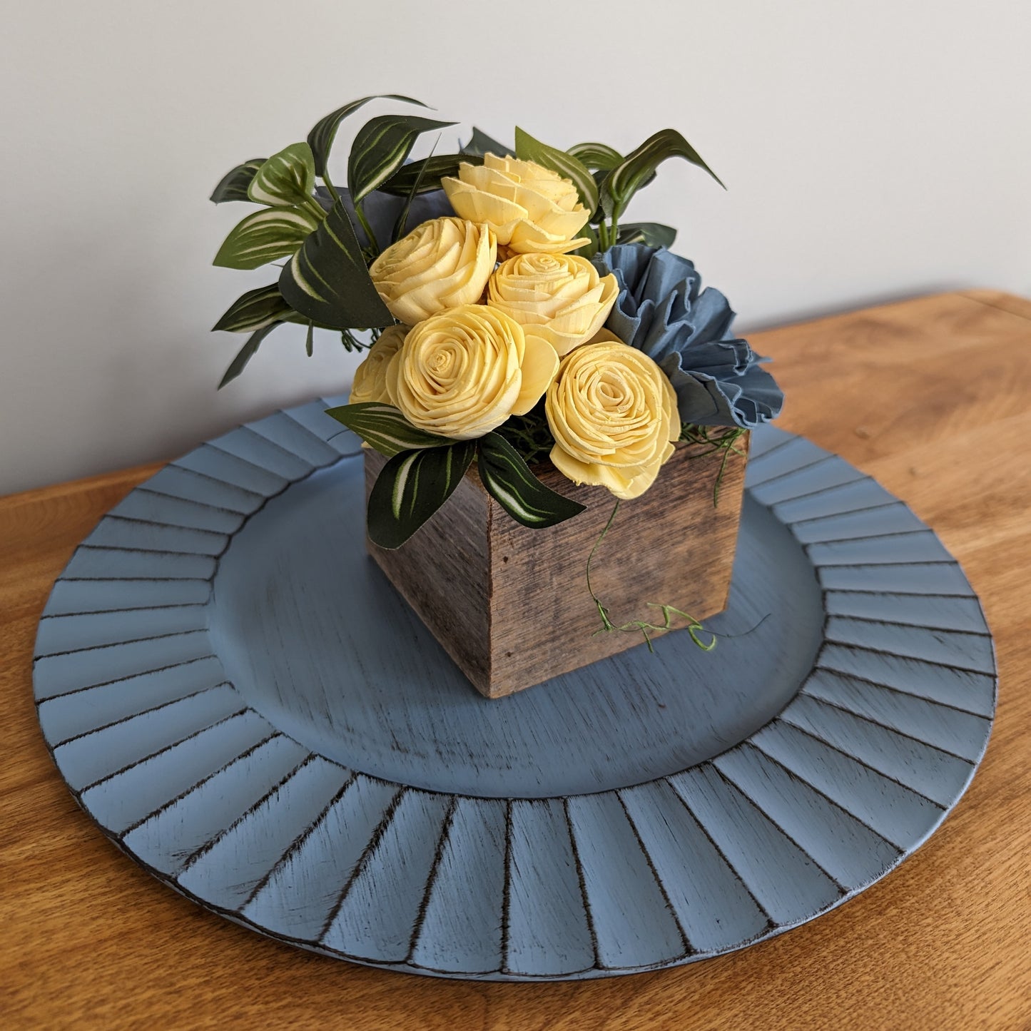 Wood Flower Arrangement for Peace: Soothing Tones and Gentle Beauty