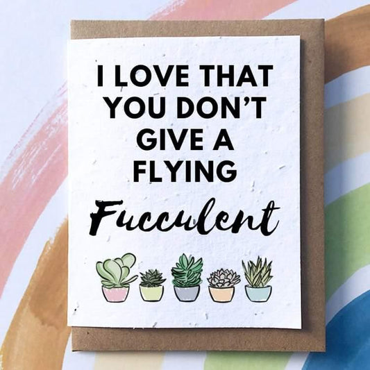SowSweet Greeting Card: "Flying Fucculent"